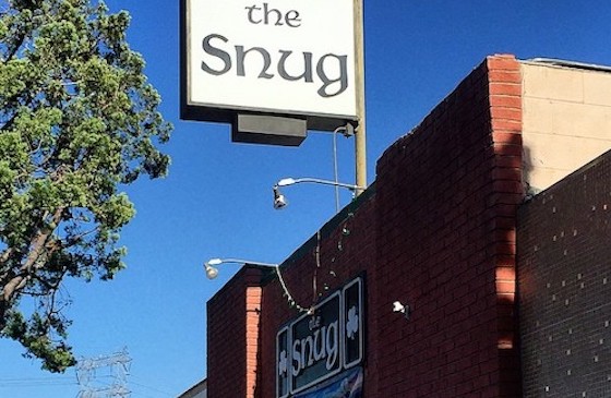 The Snug sign on exterior of the bar