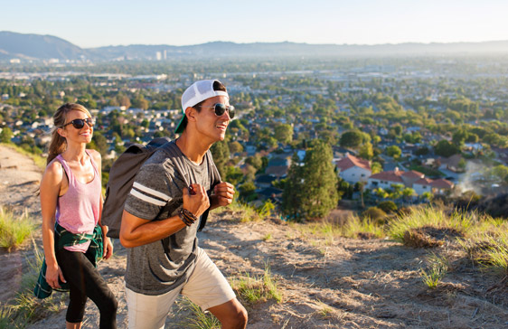 Couple hiking in the hills near Burbank