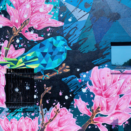 Geometric Bird and Flowers