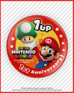 SUPER NINTENDO WORLD limited-edition complimentary 1-Year Anniversary Button