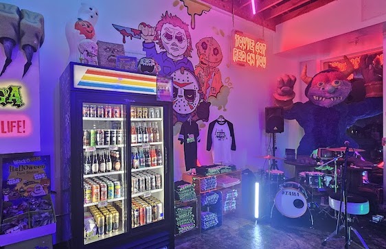 The Horror Boodega drum kit and refrigerator