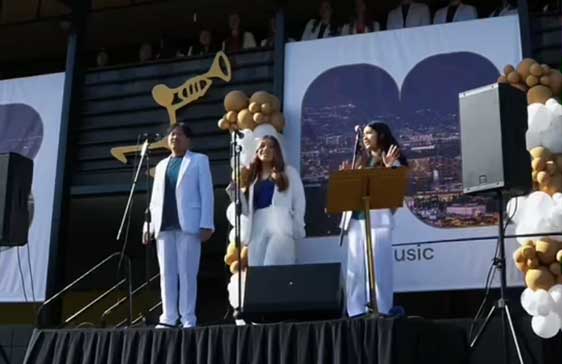 Burbank Music Center grand opening band playing on stage